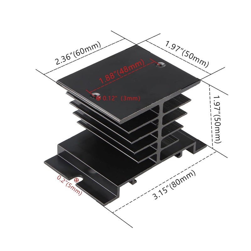Weasch 2Pcs Single Phase Solid State Relay SSR Aluminum Heat Sink Dissipation Radiator Heatsinks Suitable for 10A-40A Relay (2) - Image 4